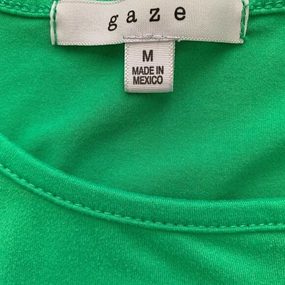 Gaze Short Sleeve Cropped Tee Top Sz M Green #29i - Picture 6 of 7